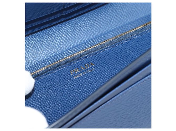 PRADA Long Wallet Safiano Leather Blue Gold - vista 19