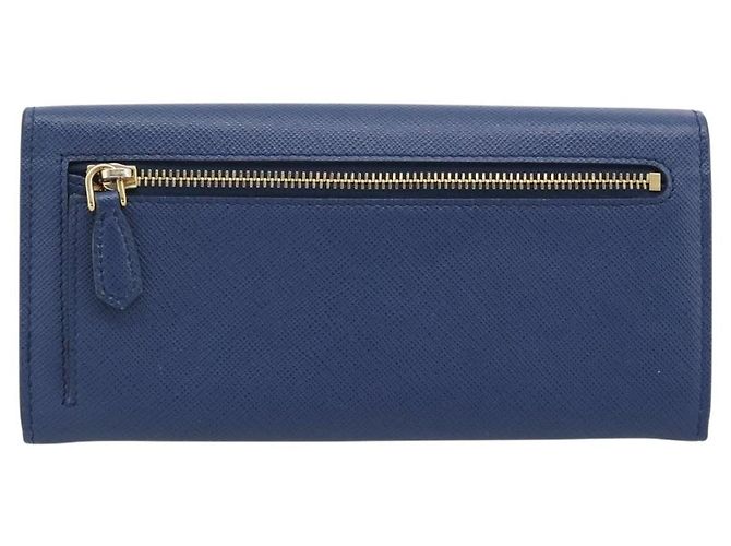 PRADA Long Wallet Safiano Leather Blue Gold - vista 2