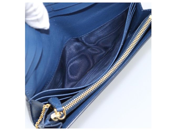PRADA Long Wallet Safiano Leather Blue Gold - vista 20