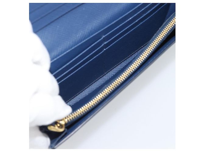 PRADA Long Wallet Safiano Leather Blue Gold - vista 21
