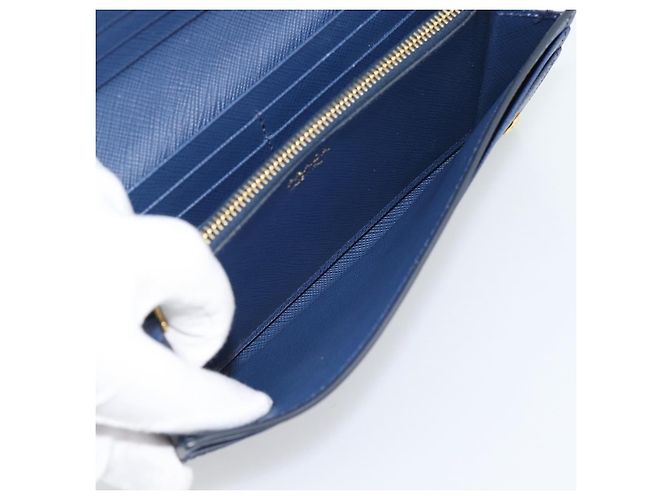 PRADA Long Wallet Safiano Leather Blue Gold - vista 23