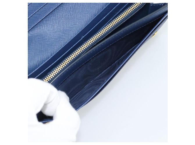 PRADA Long Wallet Safiano Leather Blue Gold - vista 24