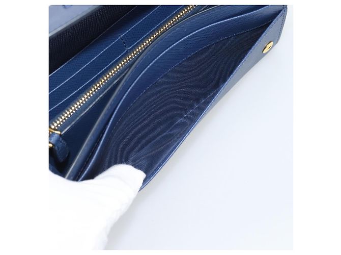 PRADA Long Wallet Safiano Leather Blue Gold - vista 25