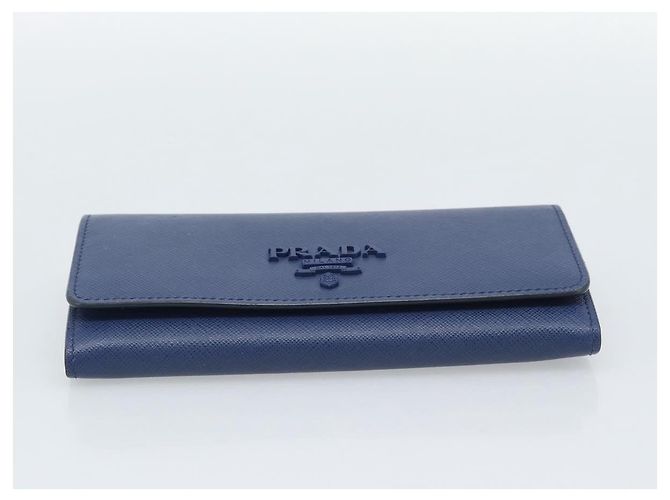 PRADA Long Wallet Safiano Leather Blue Gold - vista 6