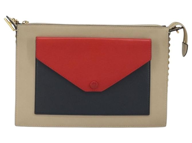 Céline CELINE Chain Shoulder Bag Leather Beige Gold - vista 13