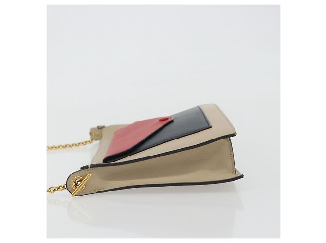 Céline CELINE Chain Shoulder Bag Leather Beige Gold - vista 4