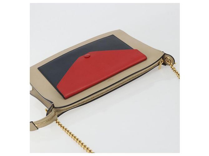 Céline CELINE Chain Shoulder Bag Leather Beige Gold - vista 6