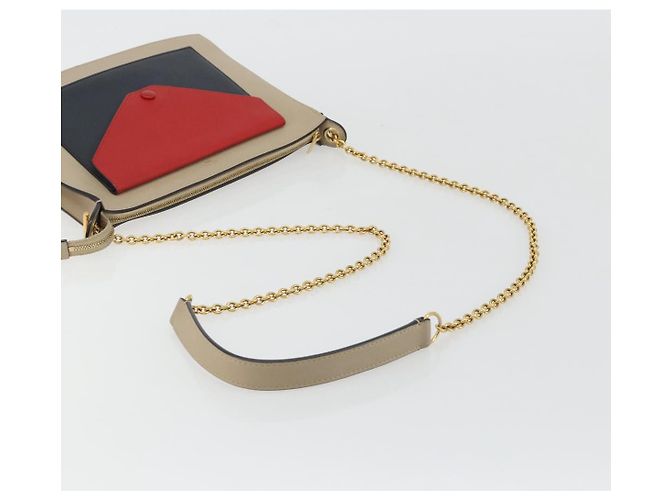 Céline CELINE Chain Shoulder Bag Leather Beige Gold - vista 7