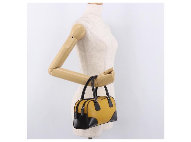 PRADA Hand Bag Leather Yellow Silver - vue 26