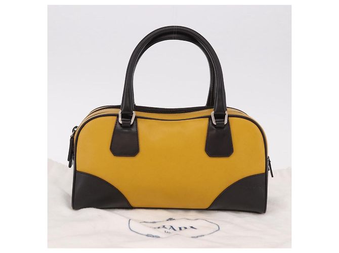 PRADA Hand Bag Leather Yellow Silver - vue 27