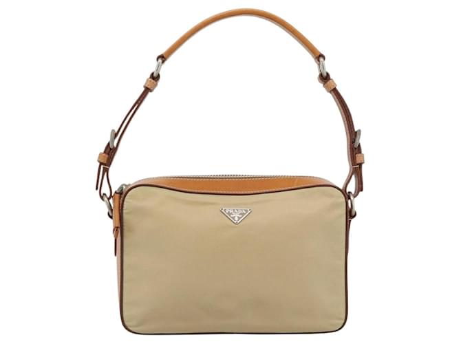 PRADA Shoulder Bag Nylon Beige Silver - vista 2