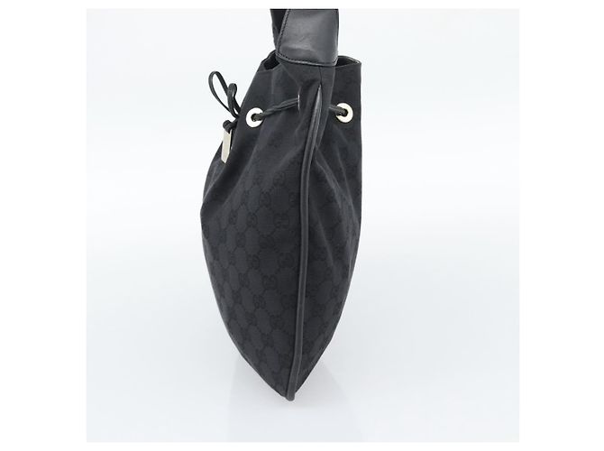 GUCCI GG Canvas Bamboo Hand Bag Black Silver 001 4033 - vista 5