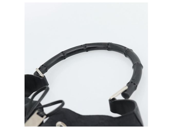 GUCCI GG Canvas Bamboo Hand Bag Black Silver 001 4033 - vista 8