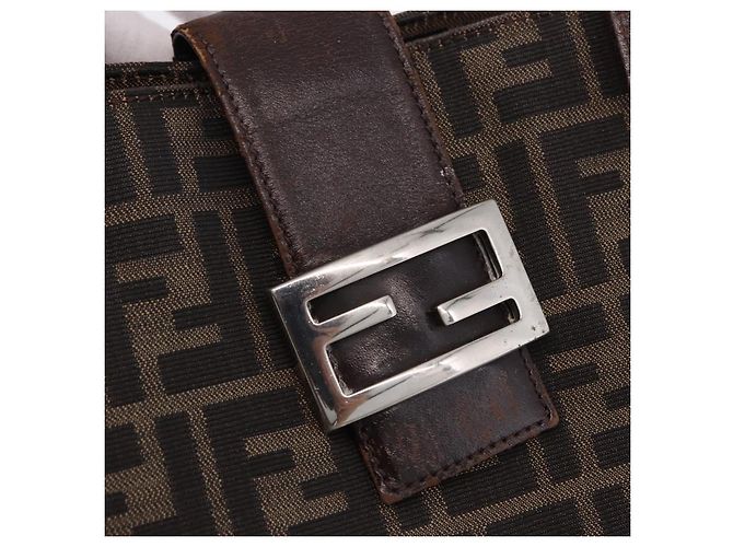 FENDI Zucca Canvas Tote Bag Brown Black - vista 14