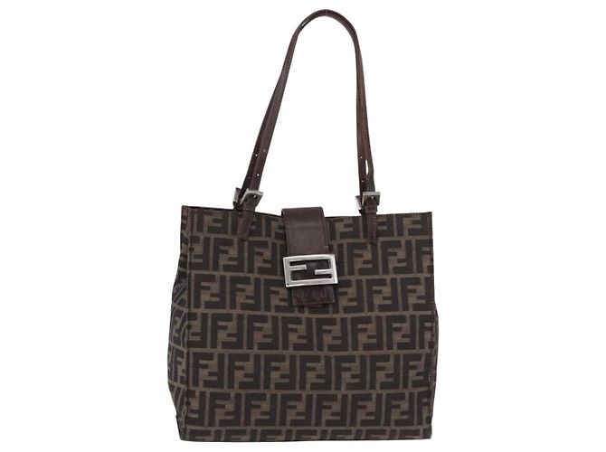 FENDI Zucca Canvas Tote Bag Brown Black - vista 2