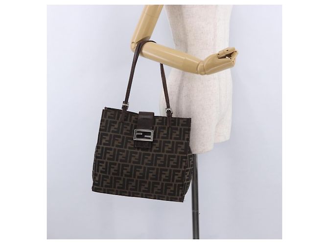 FENDI Zucca Canvas Tote Bag Brown Black - vista 23