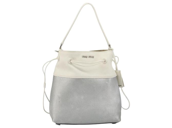 Miu Miu Shoulder Bag Leather Silver - vista 13
