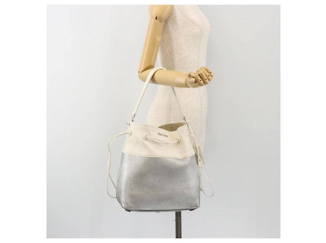Miu Miu Shoulder Bag Leather Silver - vista 26