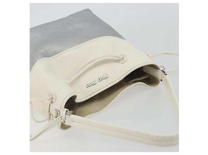 Miu Miu Shoulder Bag Leather Silver - vista 6