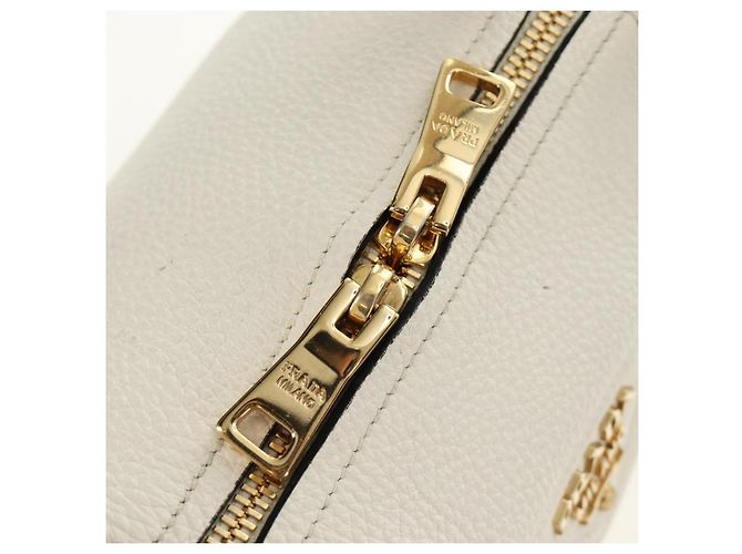 PRADA Hand Bag Vittero Dino Leather 2way White Gold - vista 25