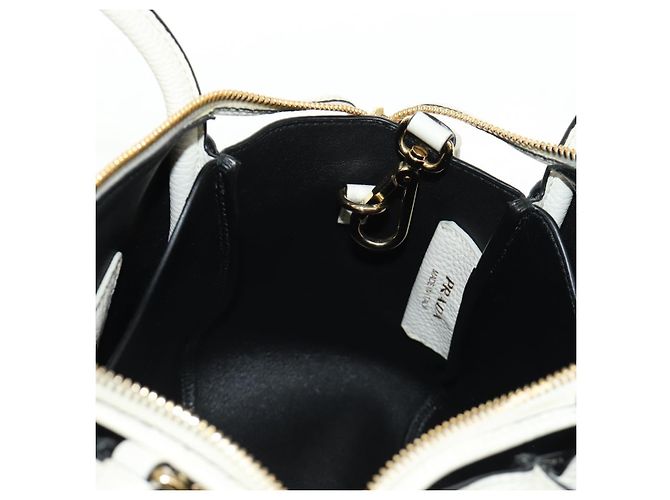 PRADA Hand Bag Vittero Dino Leather 2way White Gold - vista 28