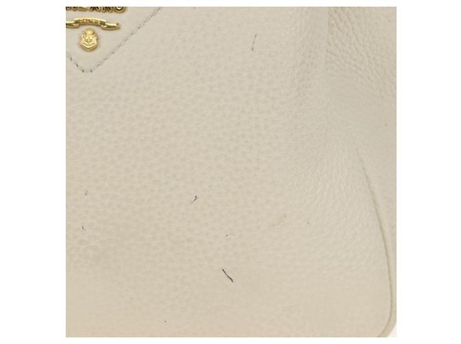 PRADA Hand Bag Vittero Dino Leather 2way White Gold - vista 3