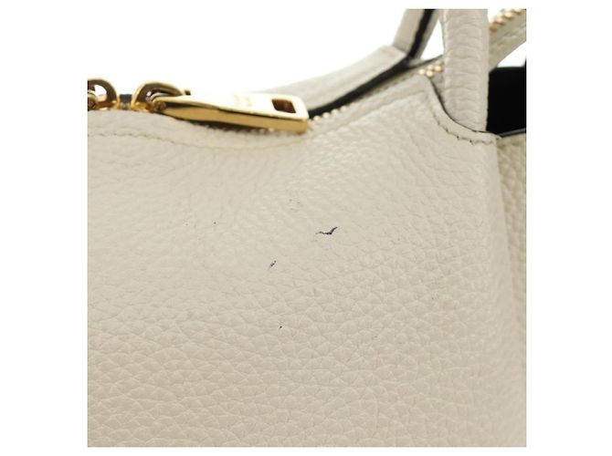 PRADA Hand Bag Vittero Dino Leather 2way White Gold - vista 6