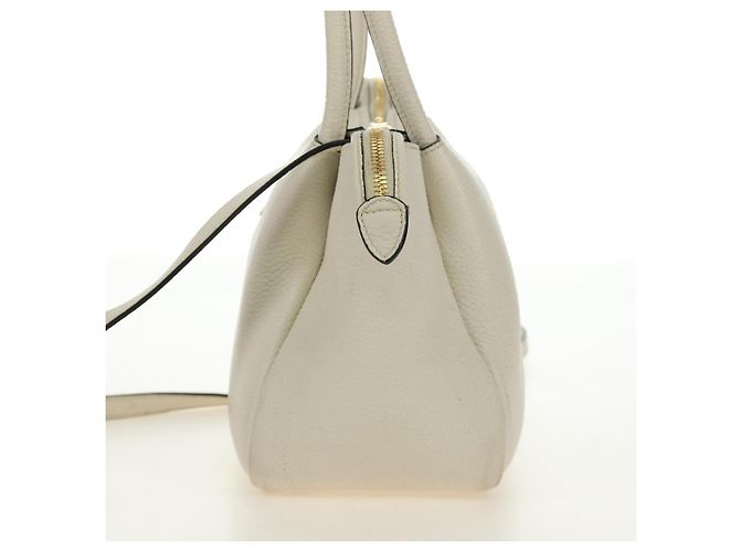 PRADA Hand Bag Vittero Dino Leather 2way White Gold - vista 7