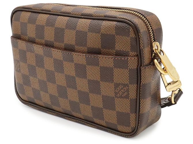 Louis Vuitton Damier Pochette Billet Macau Clutch Marrone Damier ebene - vista 3