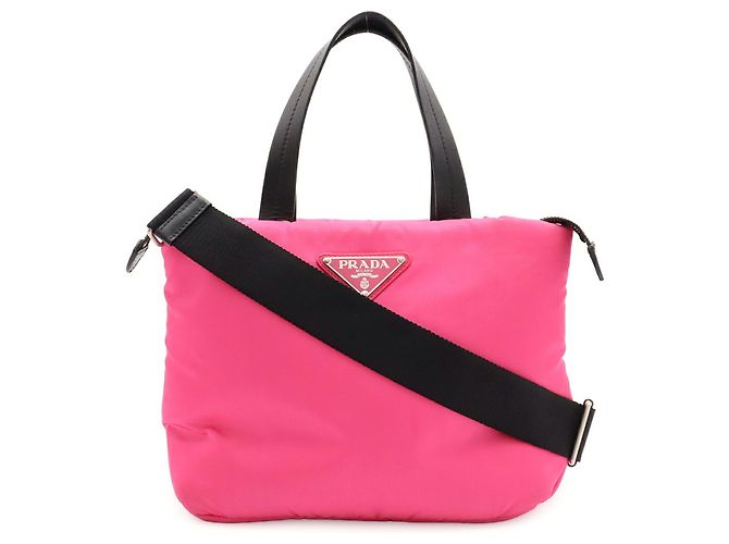Borsa tote Prada Tessuto Soft Nero Rosa - vista 2