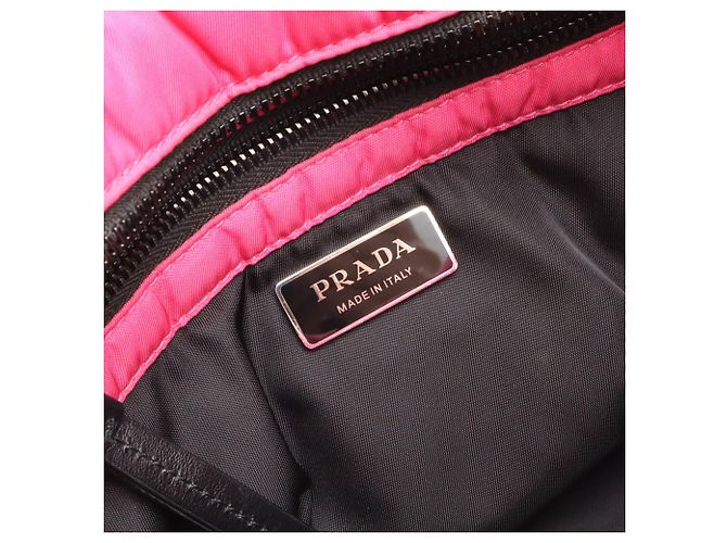 Borsa tote Prada Tessuto Soft Nero Rosa - vista 9