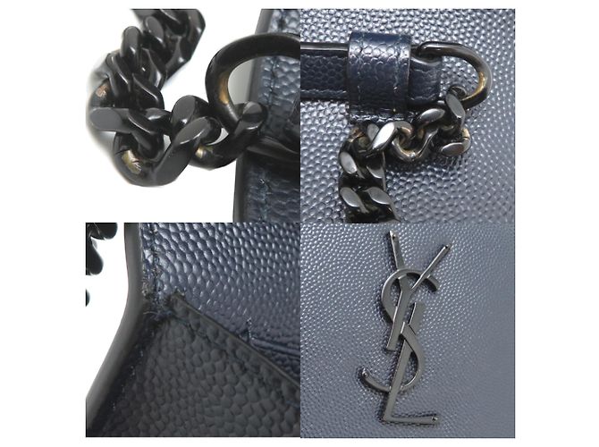 Borsa a tracolla porta carte con catena Saint Laurent Paris da donna Blu navy - vista 10