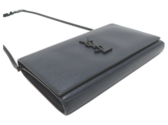 Borsa a tracolla porta carte con catena Saint Laurent Paris da donna Blu navy - vista 3