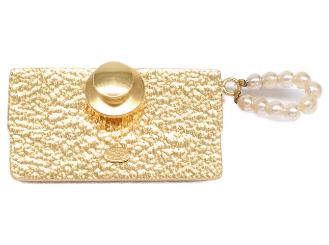 Borsa Chanel Coco Mark Chocolate Bar con motivo perla e spilla charm Nero D'oro - vista 6