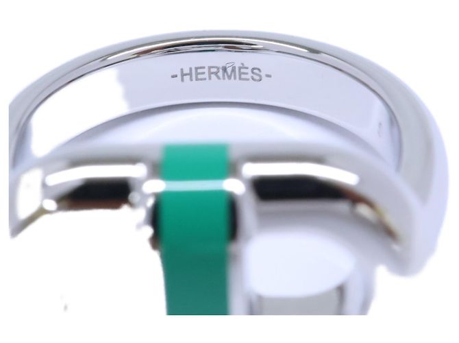 Ring Hermès Anello Hermes SUR MER T54 Argento Verde - vista 6