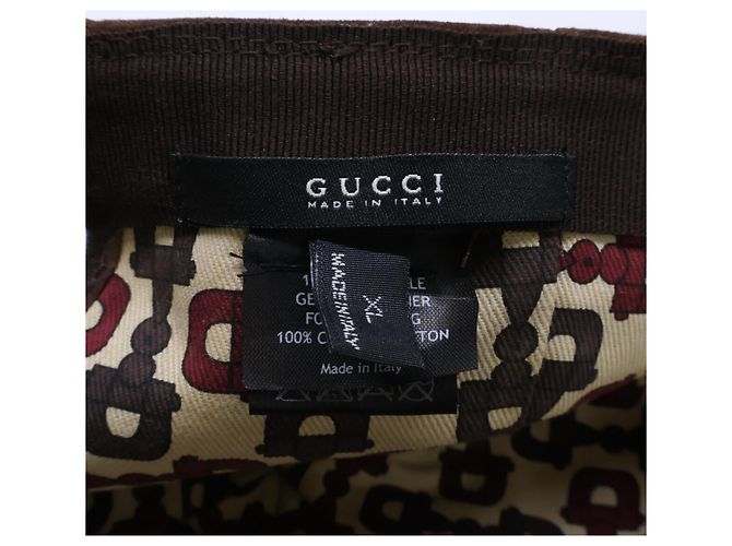 Cappello Gucci in pelle e camoscio con logo GG in rilievo Marrone scuro - vista 8