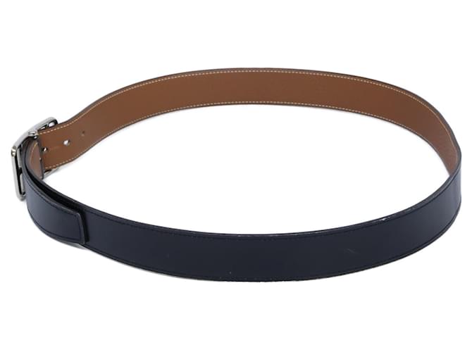 Hermès Hermes Cape Cod Box Calf Reversible Belt Black Silvery Golden - view 2