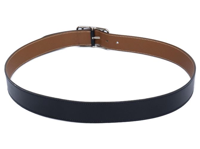 Hermès Hermes Cape Cod Box Calf Reversible Belt Black Silvery Golden - view 3