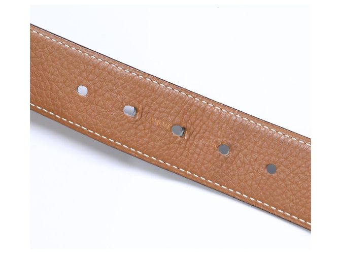 Hermès Hermes Cape Cod Box Calf Reversible Belt Black Silvery Golden - view 8