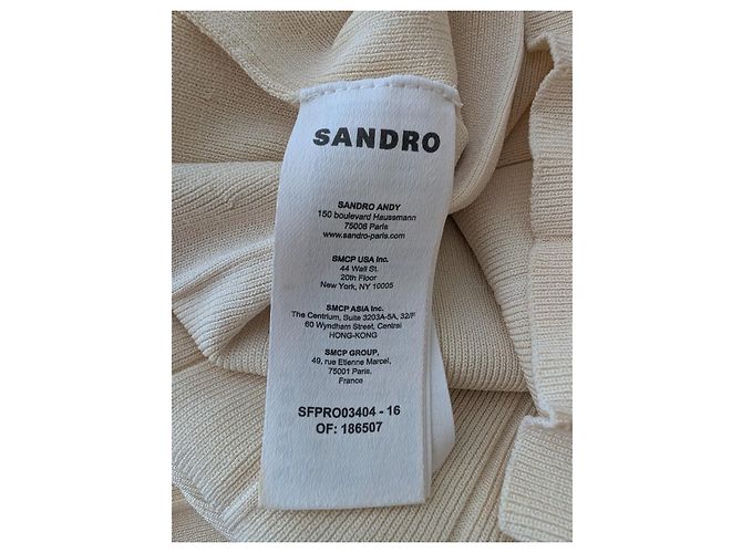 Sandro langes Strickkleid in Beige mit Perlenverzierung Creme - Ansicht 9