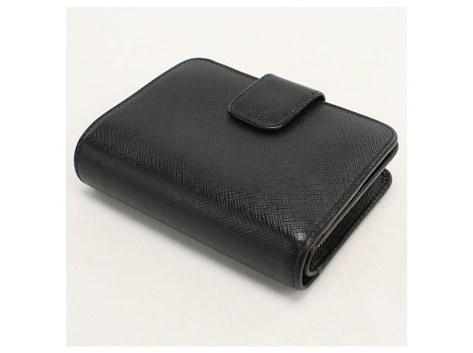 Cartera bi-fold Prada de piel Saffiano negra Negro - vista 2