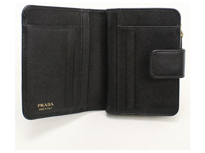 Cartera bi-fold Prada de piel Saffiano negra Negro - vista 3