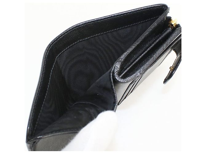 Cartera bi-fold Prada de piel Saffiano negra Negro - vista 4