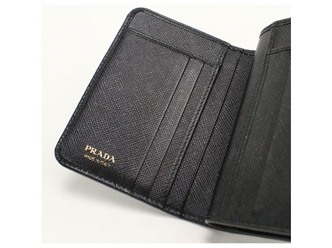 Cartera bi-fold Prada de piel Saffiano negra Negro - vista 7