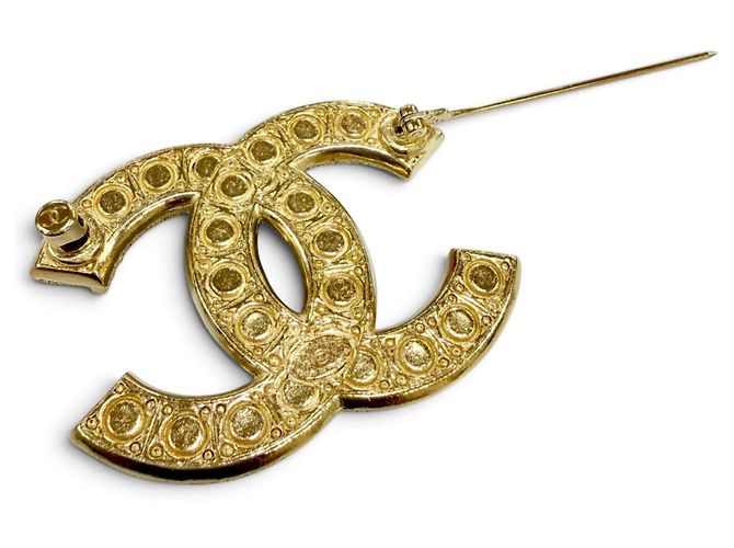 Chanel F24V Gold Coco Mark Brosche mit Kunstperlen Golden - Ansicht 5