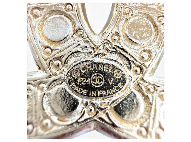 Chanel F24V Gold Coco Mark Brosche mit Kunstperlen Golden - Ansicht 7