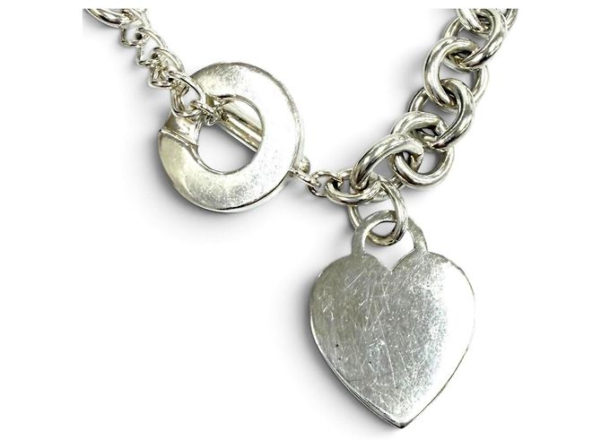 Collana girocollo Tiffany & Co. in argento 925 con ciondolo a cuore e chiusura T - vista 3