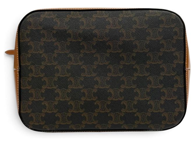 Céline Borsa a secchiello media in pelle Celine Triomphe Marrone - vista 6
