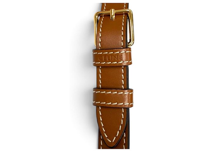 Céline Borsa a secchiello media in pelle Celine Triomphe Marrone - vista 9