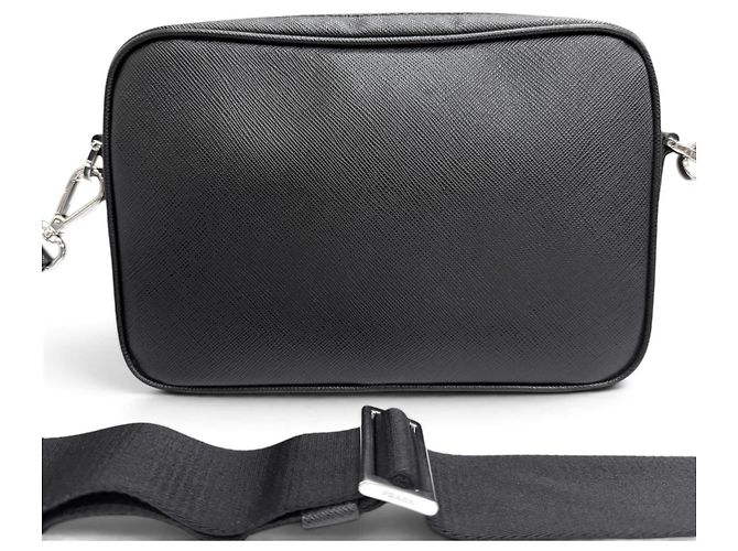 Borsa a tracolla Prada in pelle Saffiano con mini pochette Nero - vista 3
